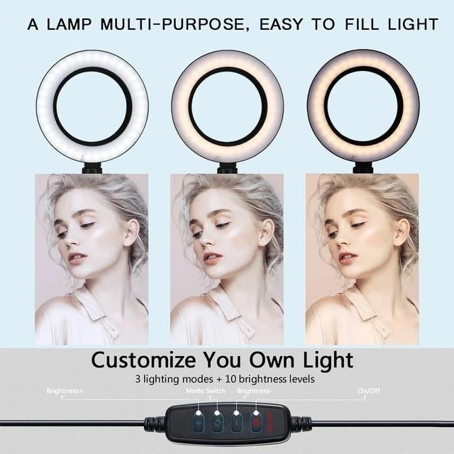 LED Selfie Phone Lamp with Tripod Stand